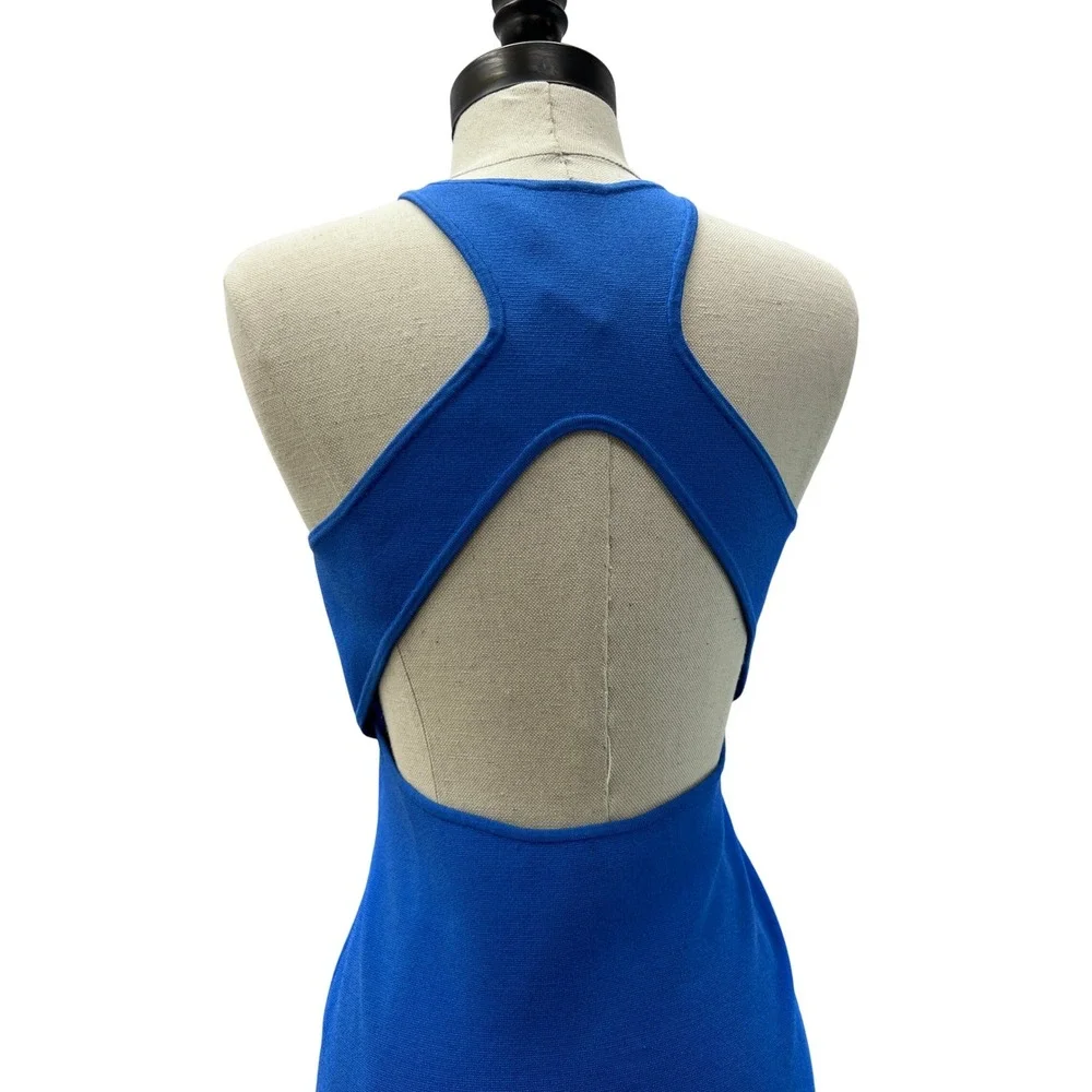 A.L.C. Delfine Midi Dress Women Small Blue Excellent Open Back Cutout‎ Knit